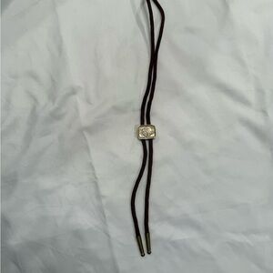 Elegant Maroon Bolo Tie with Gold Accents